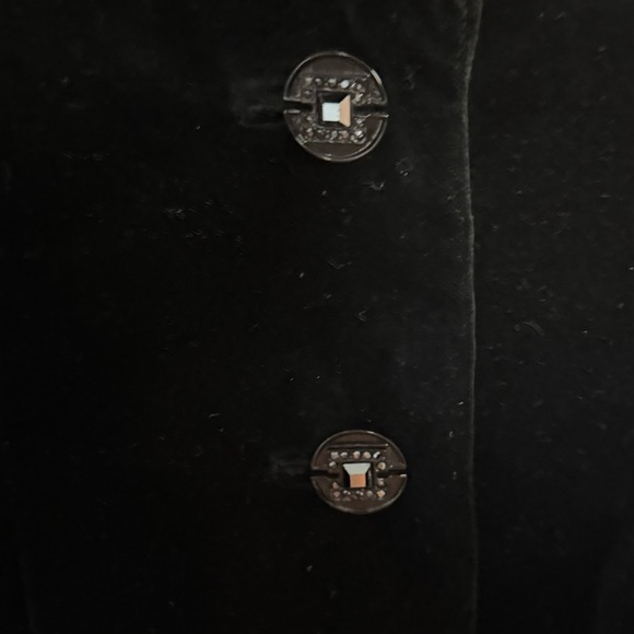 ST.JOHN EVENING Black Velvet Blazer Jacket Silk Lined Rhinestone Classic Small 4 - Picture 6 of 6